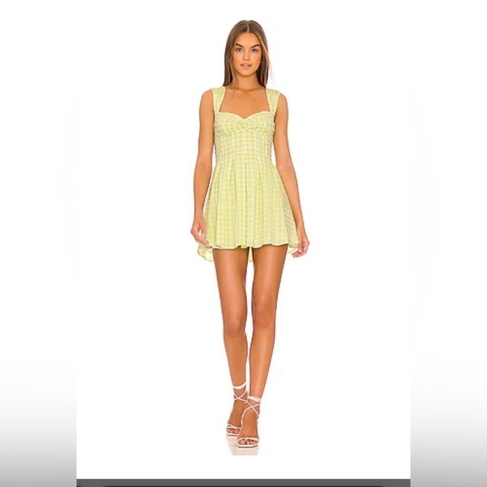 NWT for Love & Lemons August Gingham green & white mini size XL